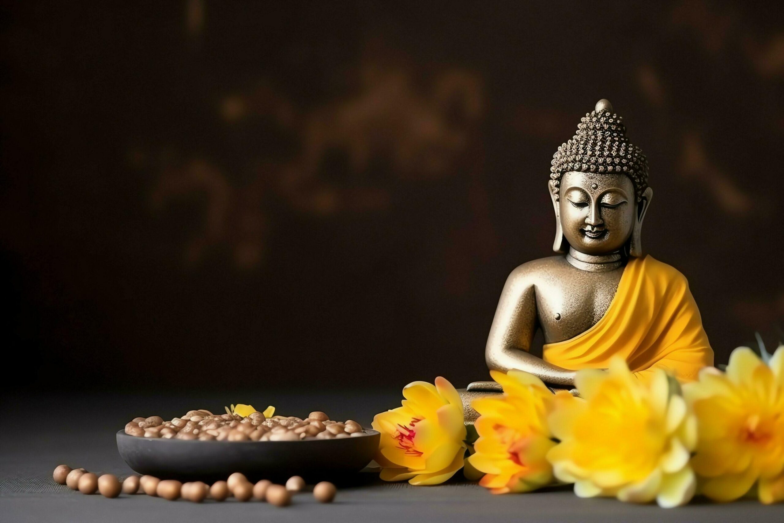 a buddha sits in in vesak buddha purnima day with copy space background for vesak festival day concept vesak celebration day greetings concept by ai generated free photo (1)